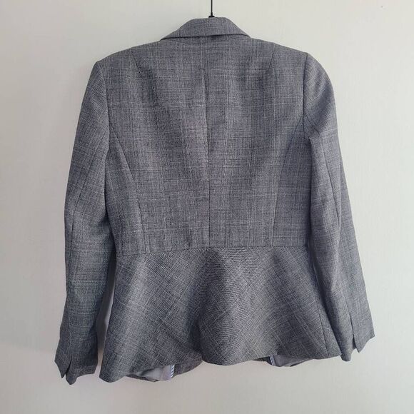 Banana Republic stretch grey blazer wool blend plaid fit & flare office business - Picture 2 of 15